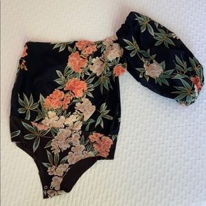 Zara one shoulder floral bodysuit